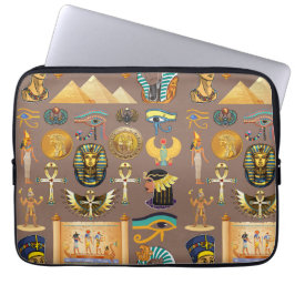 Symbool Egyptisch ouderlijk rechthoekig patroonsym Laptop Sleeve