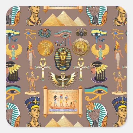 Symbool Egyptisch ouderlijk rechthoekig patroonsym Vierkante Sticker (Voorkant)