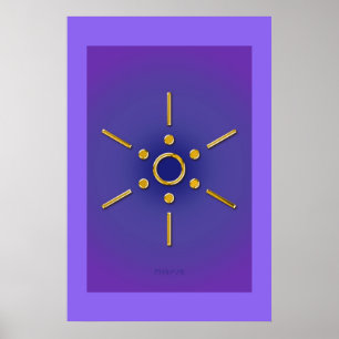 Symbool Elomin / goud blauw paars Poster