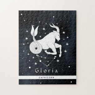 Symbool en naam van Capricorn Zodiac Star Sign Hor Legpuzzel