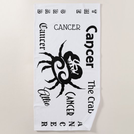 Symbool en teken van de dierentuin van kanker strandlaken (Voorkant)