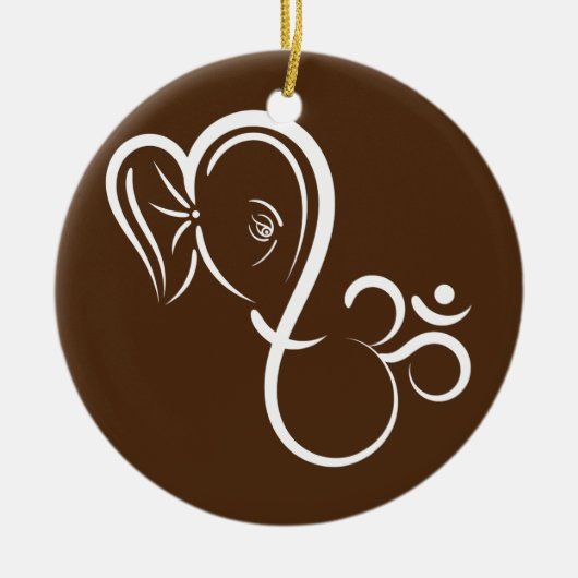 Symbool Ganesha Meditation Spiritueel Calligrafie Keramisch Ornament (Voorkant)