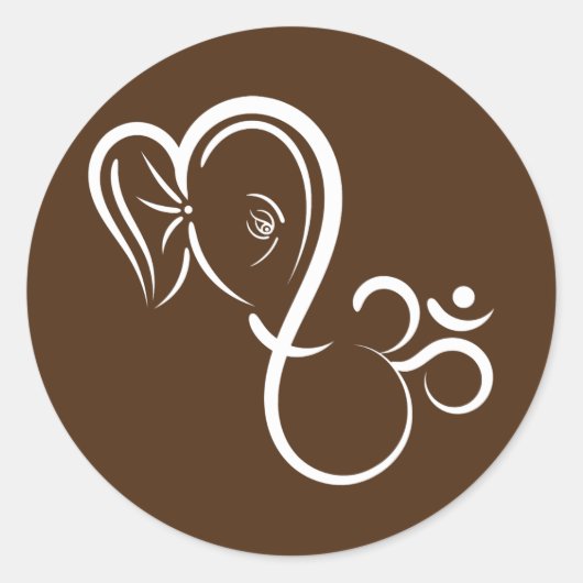 Symbool Ganesha Meditation Spiritueel Calligrafie Ronde Sticker (Voorkant)