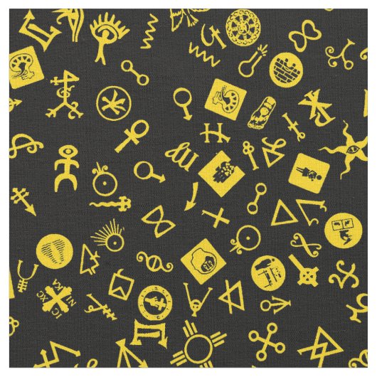 Symbool geel op zwart stof (Close Up)