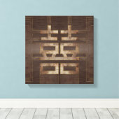 Symbool Geometrisch goud met dubbel geluk op hout Canvas Afdruk (Insitu (Houten vloer))