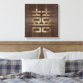 Symbool Geometrisch goud met dubbel geluk op hout Canvas Afdruk (Insitu (Slaapkamer))