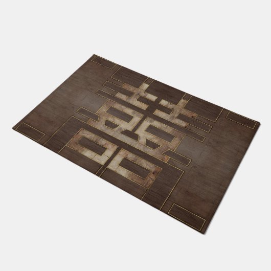 Symbool Geometrisch goud met dubbel geluk op hout Deurmat (Schuin)