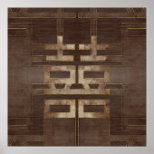 Symbool Geometrisch goud met dubbel geluk op hout Poster (Voorkant)
