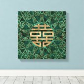 Symbool Gold en malachite met dubbel geluk Canvas Afdruk (Insitu (Houten vloer))