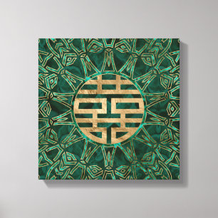 Symbool Gold en malachite met dubbel geluk Canvas Afdruk