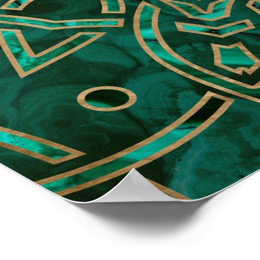 Symbool Gold en malachite met dubbel geluk Poster (Hoek)