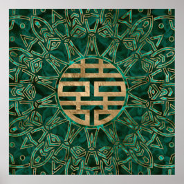 Symbool Gold en malachite met dubbel geluk Poster