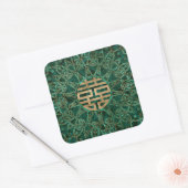 Symbool Gold en malachite met dubbel geluk Vierkante Sticker (Envelop)
