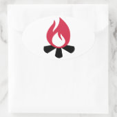 Symbool kampvuur ovale sticker (Tas)