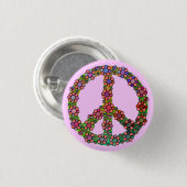 Symbool kleurig voor vredesgebaar ronde button 3,2 cm (Voorkant /achterkant)