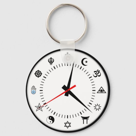 symbool klok voor grote wereldreligies sleutelhanger (Voorkant)