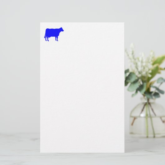 Symbool koe - Blauw op wit Briefpapier (Staand voorkant)