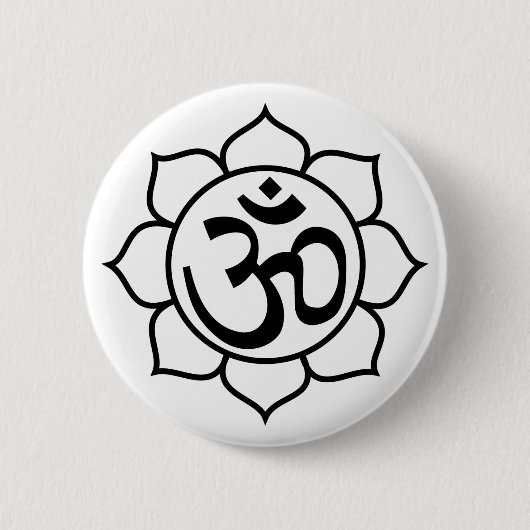 Symbool Lotus Flower Aum Ronde Button 5,7 Cm (Voorkant)
