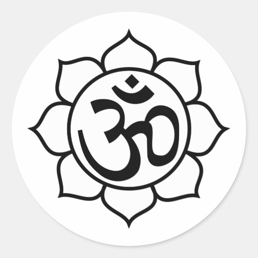 Symbool Lotus Flower Aum Ronde Sticker (Voorkant)