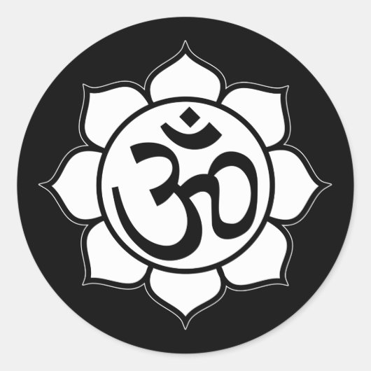 Symbool Lotus Flower Aum Ronde Sticker (Voorkant)