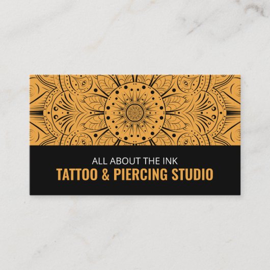 Symbool Mandala, tatoeëer en body Piercer Visitekaartje (Voorkant)