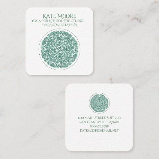 Symbool Mandala Yoga van het universum Vierkante Visitekaartje (Voorkant / Achterkant)