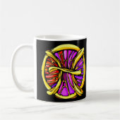 Symbool met gekleurde stampen koffiemok (Links)