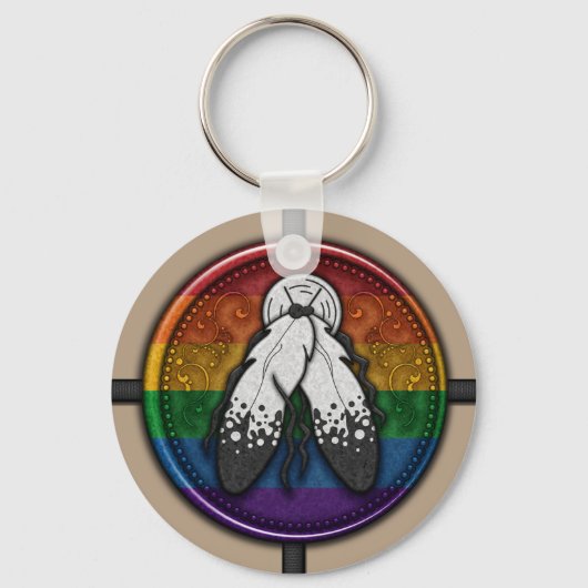 Symbool met twee spirited Wax-zegel in geprikte vl Sleutelhanger (Voorkant)