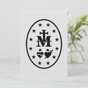 Symbool Mirakelmedaille Maagd Maria Zwart Kaart