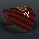 Symbool Monogrammed Red Psychologie Stropdas<br><div class="desc">Een gepersonaliseerd rood stropdas,  op maat gemaakt voor professionals in de psychologie,  met het jouwe of het monogram van uw cadeau-ontvanger in een faux gouden baard.</div>