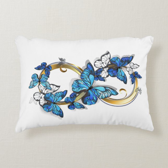 Symbool oneindigheid van blauwe Morpho vlinders Accent Kussen (Voorkant)