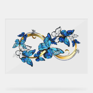 Symbool oneindigheid van blauwe Morpho vlinders Acryl Bord