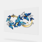 Symbool oneindigheid van blauwe Morpho vlinders Acryl Bord (Hoek)