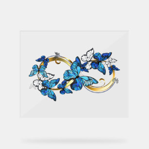 Symbool oneindigheid van Blauwe Morpho Vlinders Acryl Bord