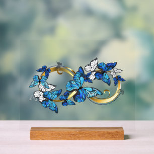 Symbool oneindigheid van blauwe Morpho vlinders Acryl Bord