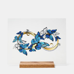 Symbool oneindigheid van blauwe Morpho vlinders Acryl Bord