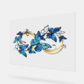 Symbool oneindigheid van blauwe Morpho vlinders Acryl Bord (Hoek)