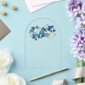 Symbool oneindigheid van blauwe Morpho vlinders Acryl Uitnodigingen (Insitu (Huwelijk))