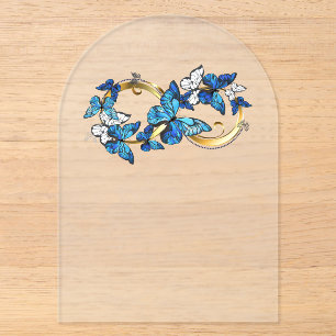 Symbool oneindigheid van Blauwe Morpho Vlinders Acryl Uitnodigingen