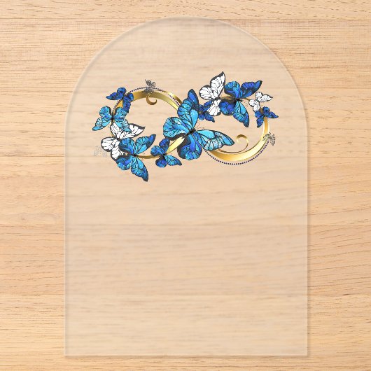Symbool oneindigheid van Blauwe Morpho Vlinders Acryl Uitnodigingen (Voorkant)