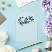 Symbool oneindigheid van Blauwe Morpho Vlinders Acryl Uitnodigingen (Insitu (Huwelijk))