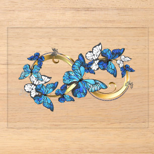 Symbool oneindigheid van Blauwe Morpho Vlinders Acryl Uitnodigingen