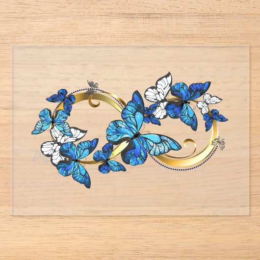 Symbool oneindigheid van blauwe Morpho vlinders Acryl Uitnodigingen (Voorkant)