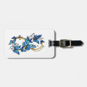Symbool oneindigheid van Blauwe Morpho Vlinders Bagagelabel