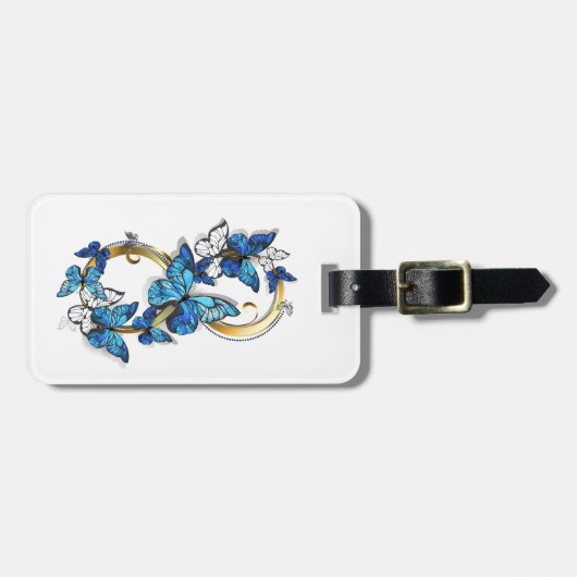 Symbool oneindigheid van Blauwe Morpho Vlinders Bagagelabel (Voorkant horizontaal)