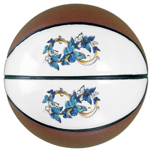 Symbool oneindigheid van Blauwe Morpho Vlinders Basketbal (Voorkant)