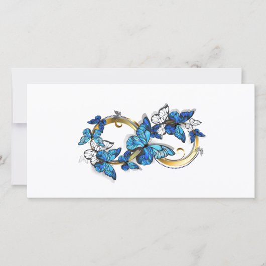 Symbool oneindigheid van blauwe Morpho vlinders Bedankkaart (Voorkant)