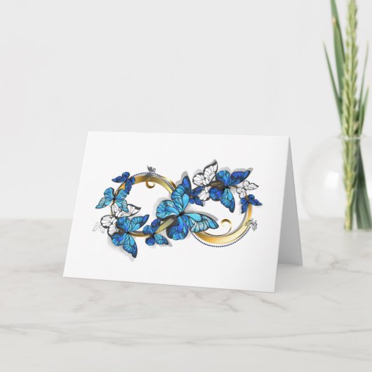 Symbool oneindigheid van blauwe Morpho vlinders Bedankkaart (Voorkant)