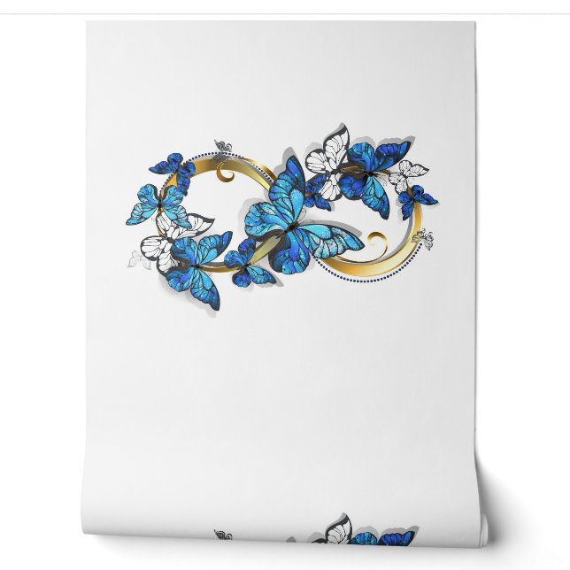 Symbool oneindigheid van blauwe Morpho vlinders Behang (Afrollen)