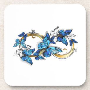 Symbool oneindigheid van Blauwe Morpho Vlinders Bier Onderzetter